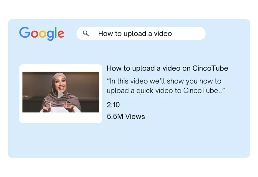 CincoTube videos on google search engine